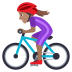 🚴🏽‍♀️ woman biking: medium skin tone display on JoyPixels